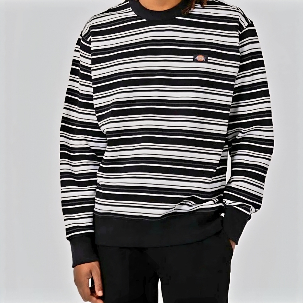 Dickies Black and White Westover Stripe Crewneck